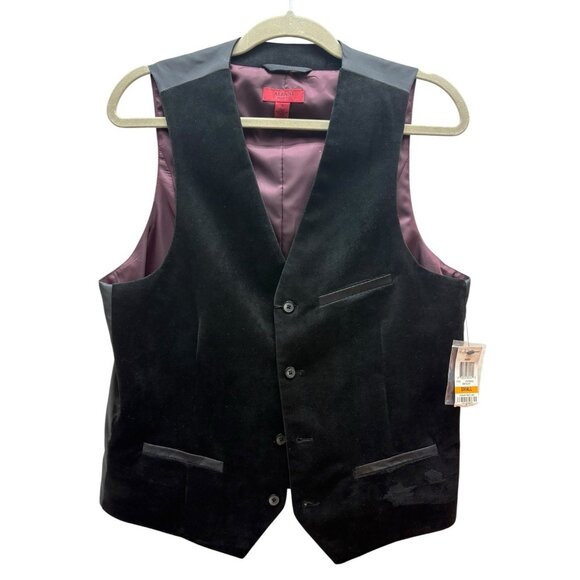 Alfani Mens Black Velvet Slim Fit Solid Suit Vest Size Small - Picture 1 of 3